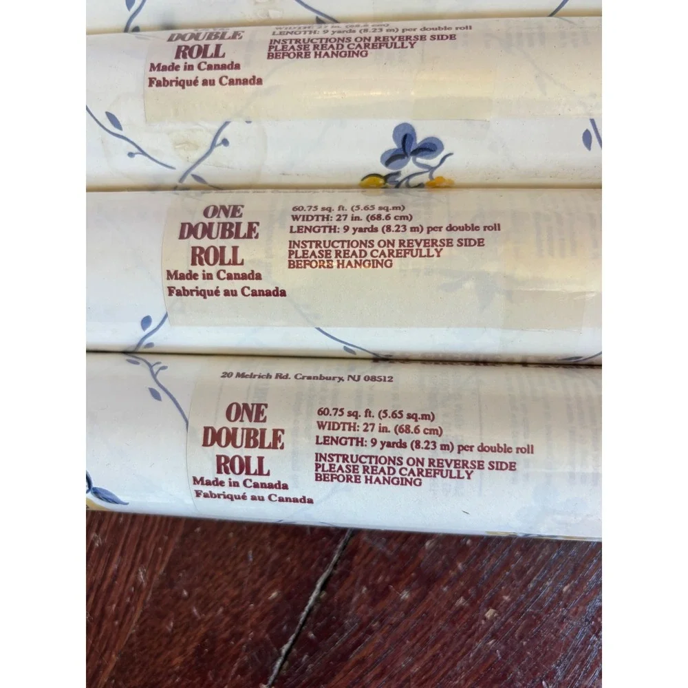 Waverly Wallpaper 4 Double Rolls Floral Vine Yellow Blue Cream 567445 Sealed